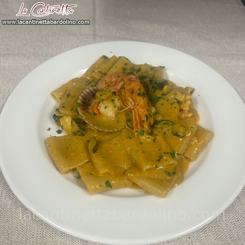Paccheri con Capesante, Gamberi e Zucchine